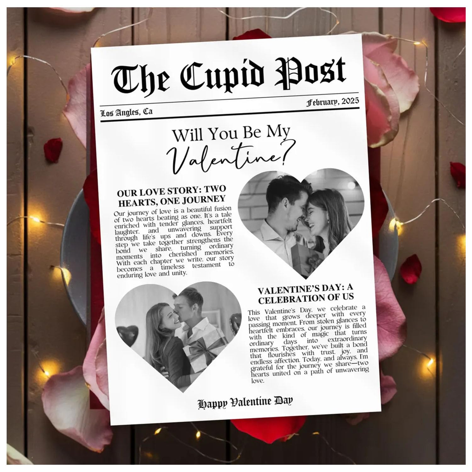 Amazon.com: Personalized Valentines Cupid Post Newspaper Canvas Or